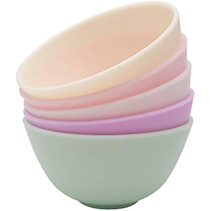 Hulless 3.3 INCH SILICONE FACIAL MASK MIXING BOWL FOR FACIAL MASK, MUD MASK AND OTHER SKINCARE PRODUCTS MEDIUM MULTI COLORED 5 PCS. - Image 2